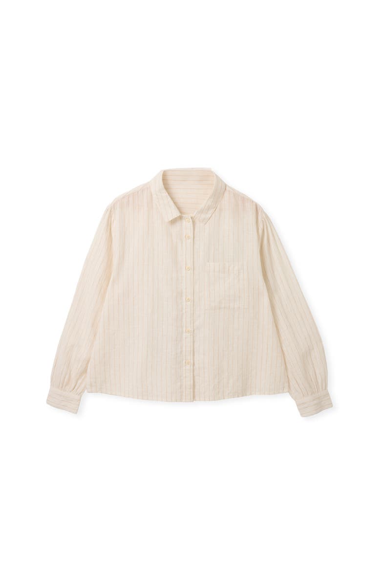 Celtic & Co. Draped Boxy Collared Shirt, Alternate, color, Ecru Pinstripe