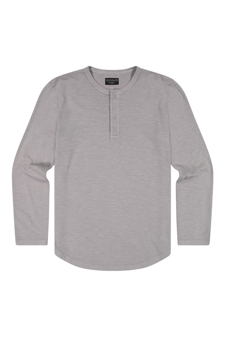 Sun-Faded Long Sleeve Slub Scallop Henley, Main, color, ALLOY