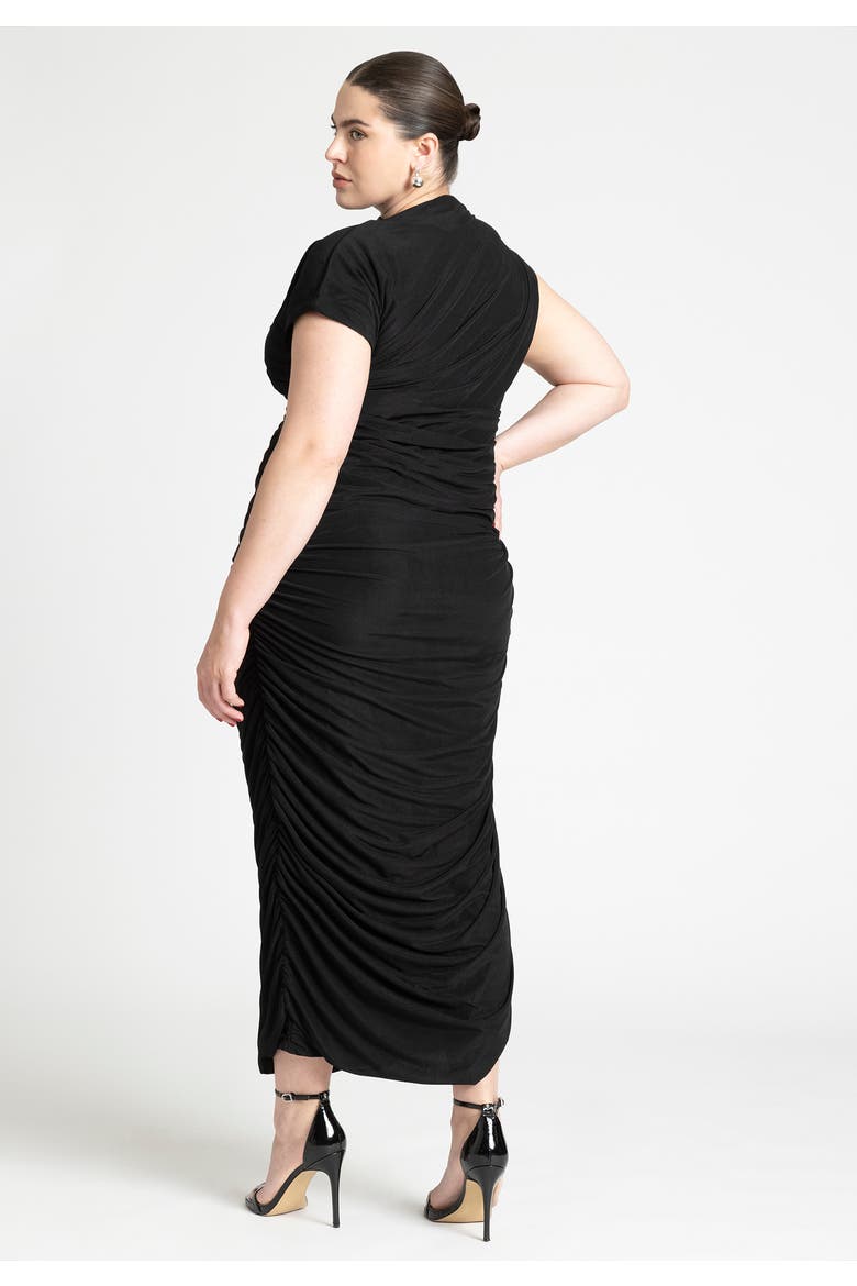 Draped Asym Dress, Alternate, color, BLACK ONYX
