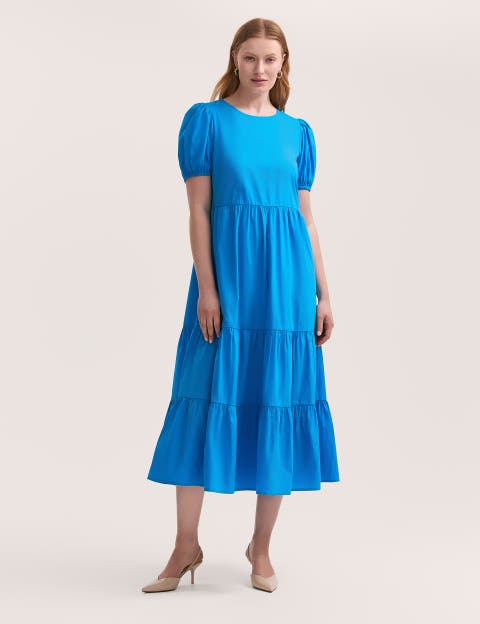 Genevive Cotton Midi Tiered Dress