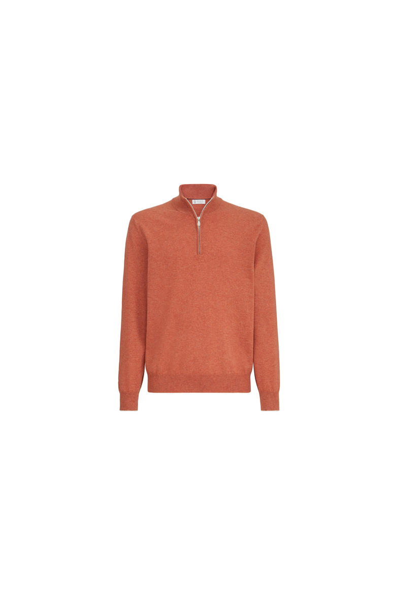 Cashmere sweater with half zip, Alternate, color, Red