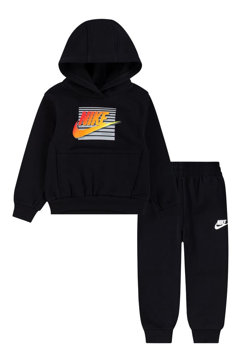 Kids' Gradient Futura Pullover Hoodie & Joggers Set, Main, color, BLACK