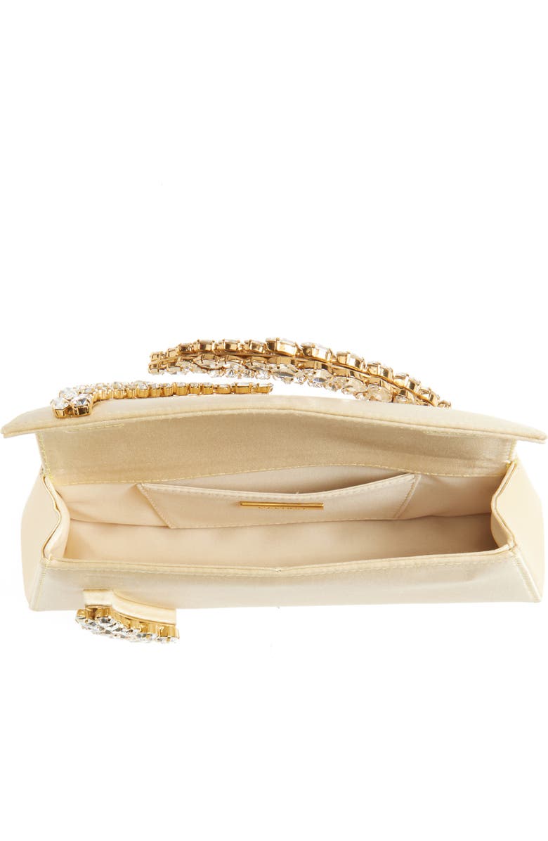 L’alingi Karma Crystal Handle Satin Clutch, Alternate, color, Butter Yellow