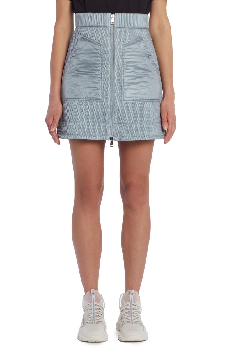 Moncler Leger Quilted Nylon Miniskirt, Main, color, 