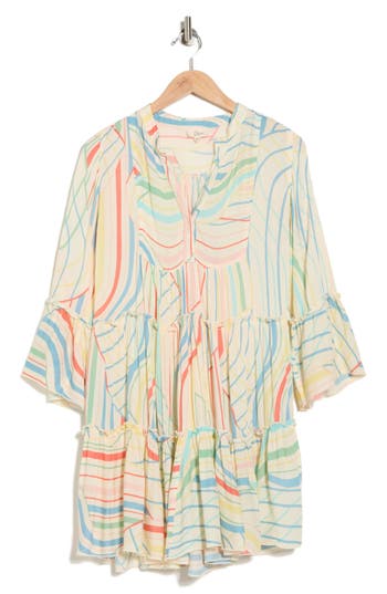 Elan Tiered Cover-up Dress In Multi