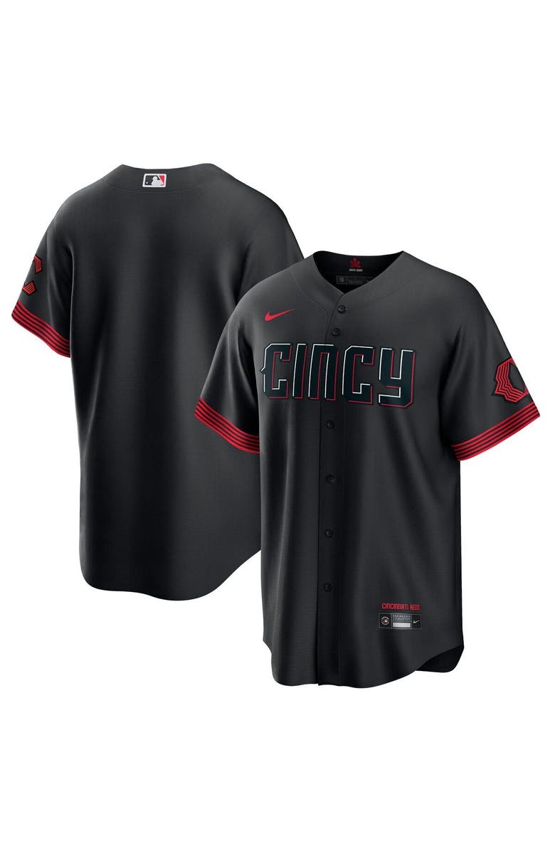 Nike Men's Nike Black Cincinnati Reds City Connect Replica Jersey, Alternate, color, Black