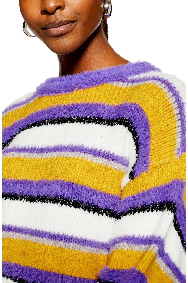 Fluffy Stripe Sweater, Alternate, color, PURPLE MULTI