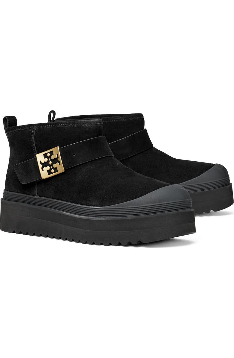 Tory Burch Mellow Genuine Shearling Lined Platform Boot, Main, color, Perfect Black / Gold