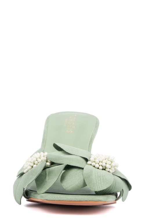 Torgeis Sierra Flower Slide Sandal In Sage Green
