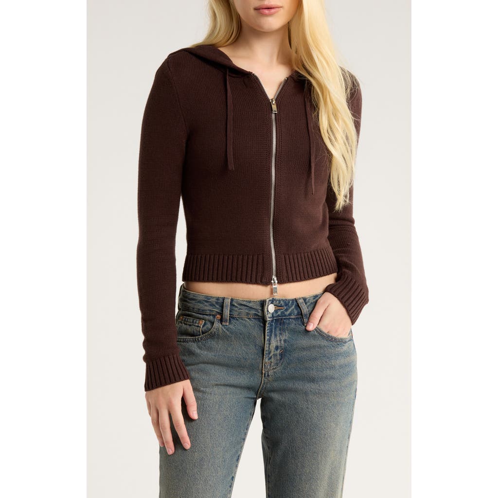 Pacsun Skylar Front Zip Sweater Hoodie In Brown