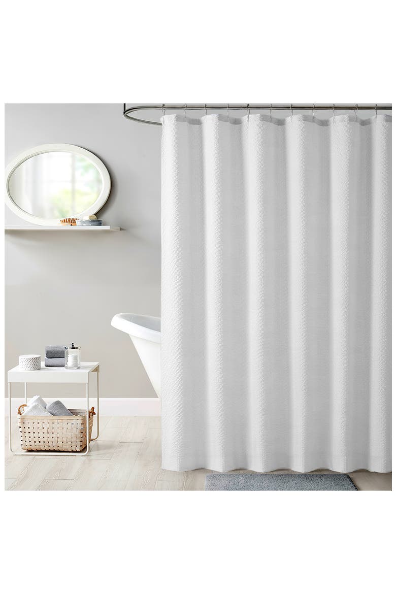 Textured Shower Curtain, Main, color, WHITE
