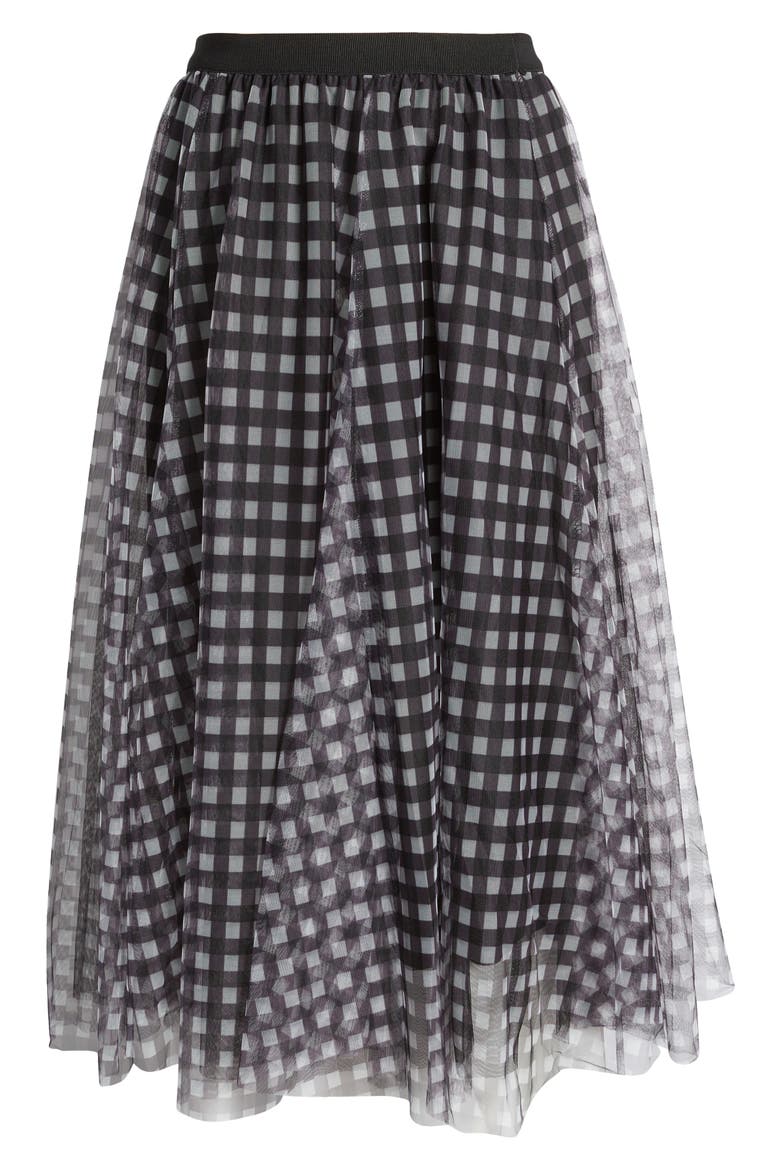 Peggy Check Mesh Skirt, Alternate, color, BLACK