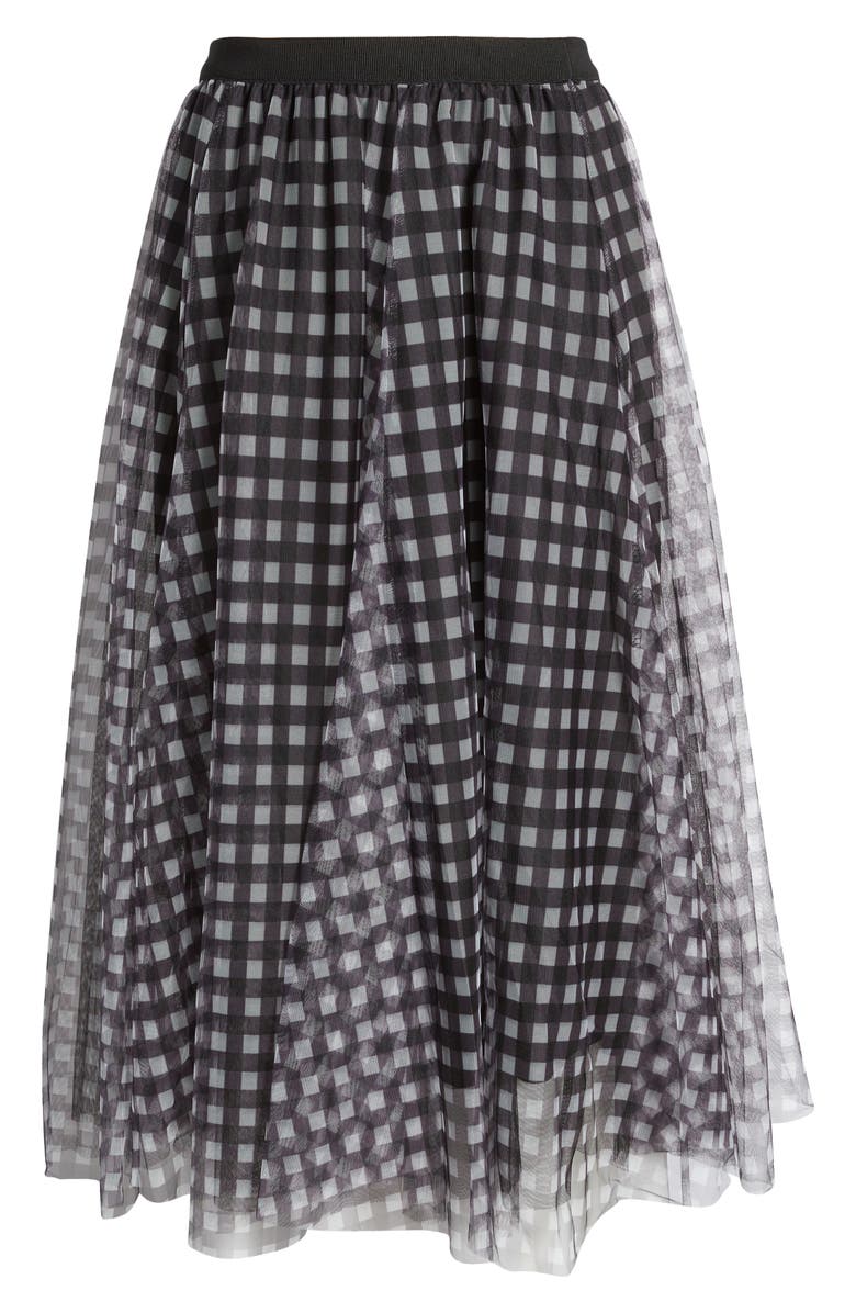 NIKKI LUND Peggy Check Mesh Skirt, Alternate, color, Black