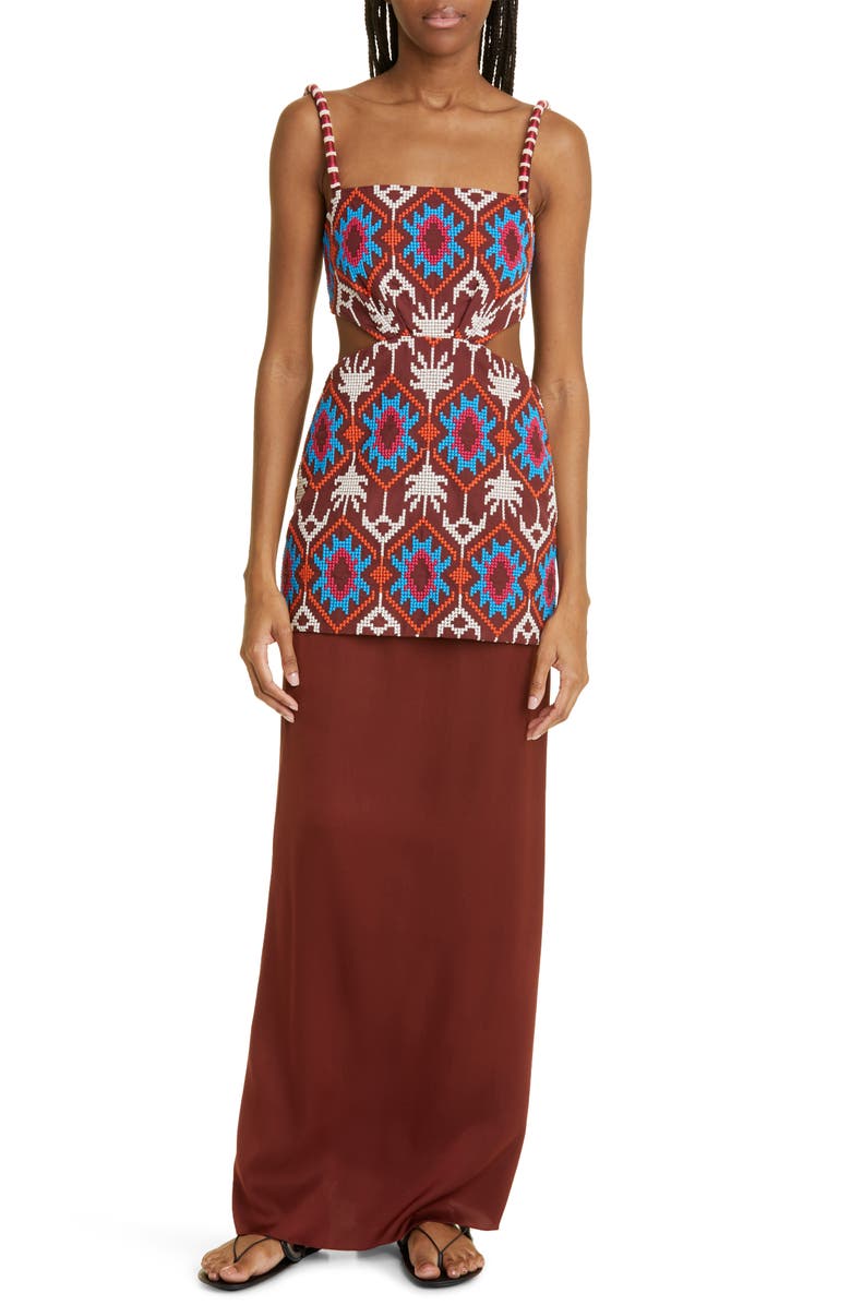 Johanna Ortiz Leyenda Anudada Embroidered Strap Convertible Dress, Alternate, color, 
