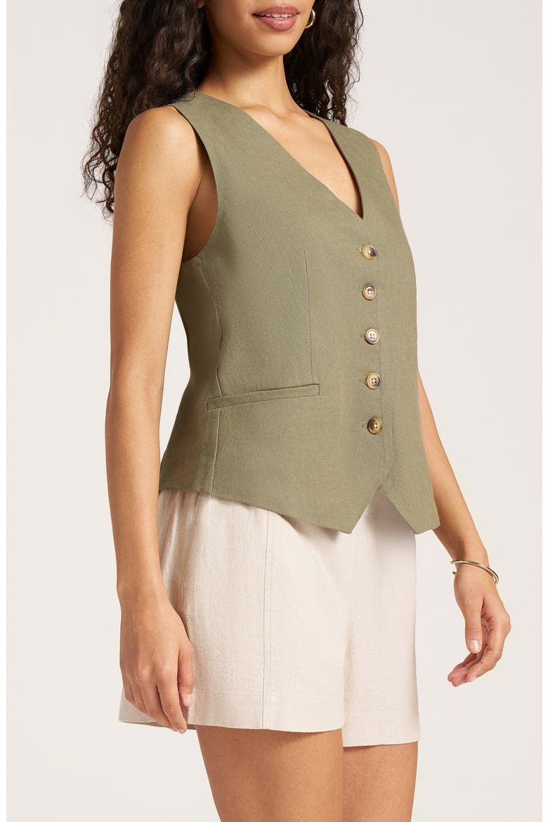 Davenport Linen Blend Vest, Alternate, color, OLIVE