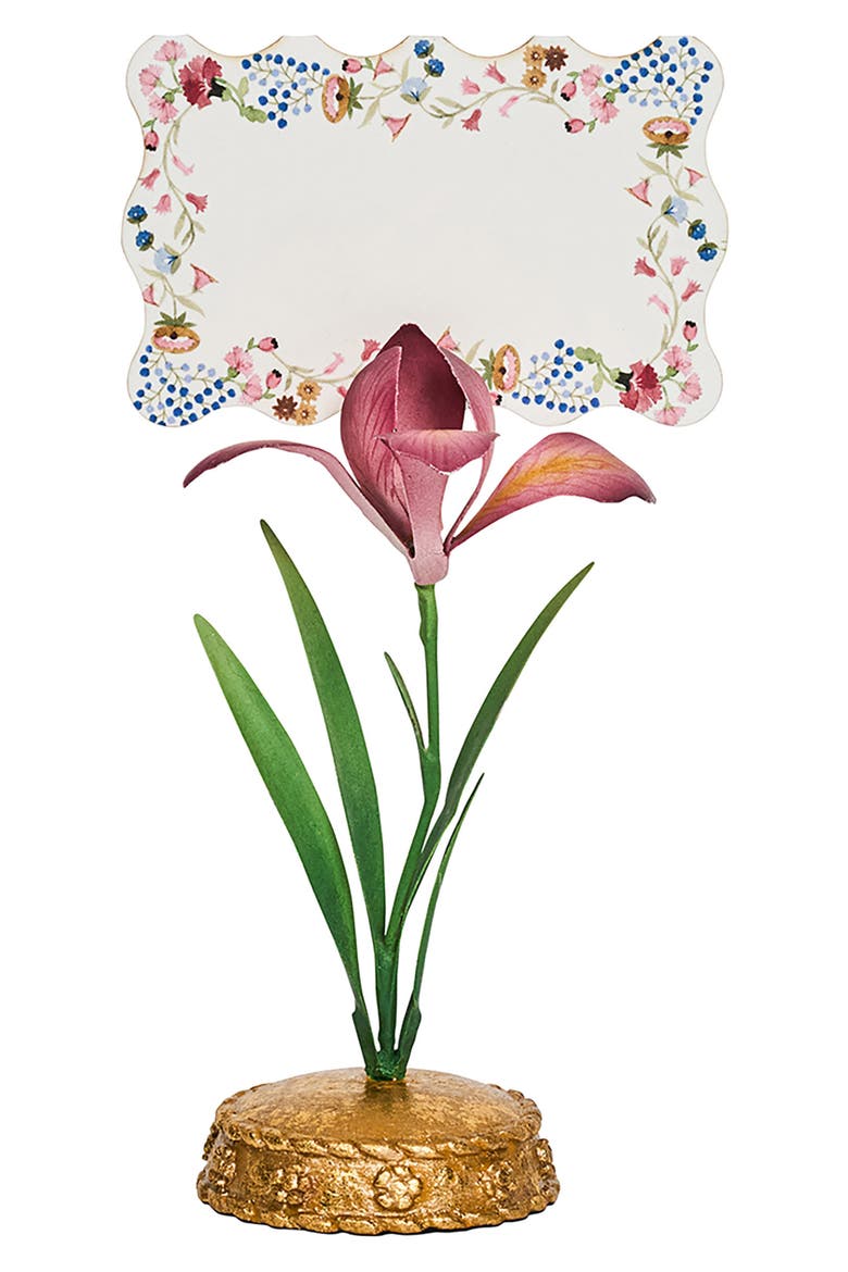 Meadow Walk Iris Place Card Holder, Alternate, color, PINK
