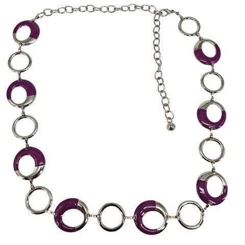 Vintage Silver Tone Purple Pink Chain Belt