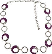 MADISON BEVERLY HILLS Vintage Silver Tone Purple Pink Chain Belt