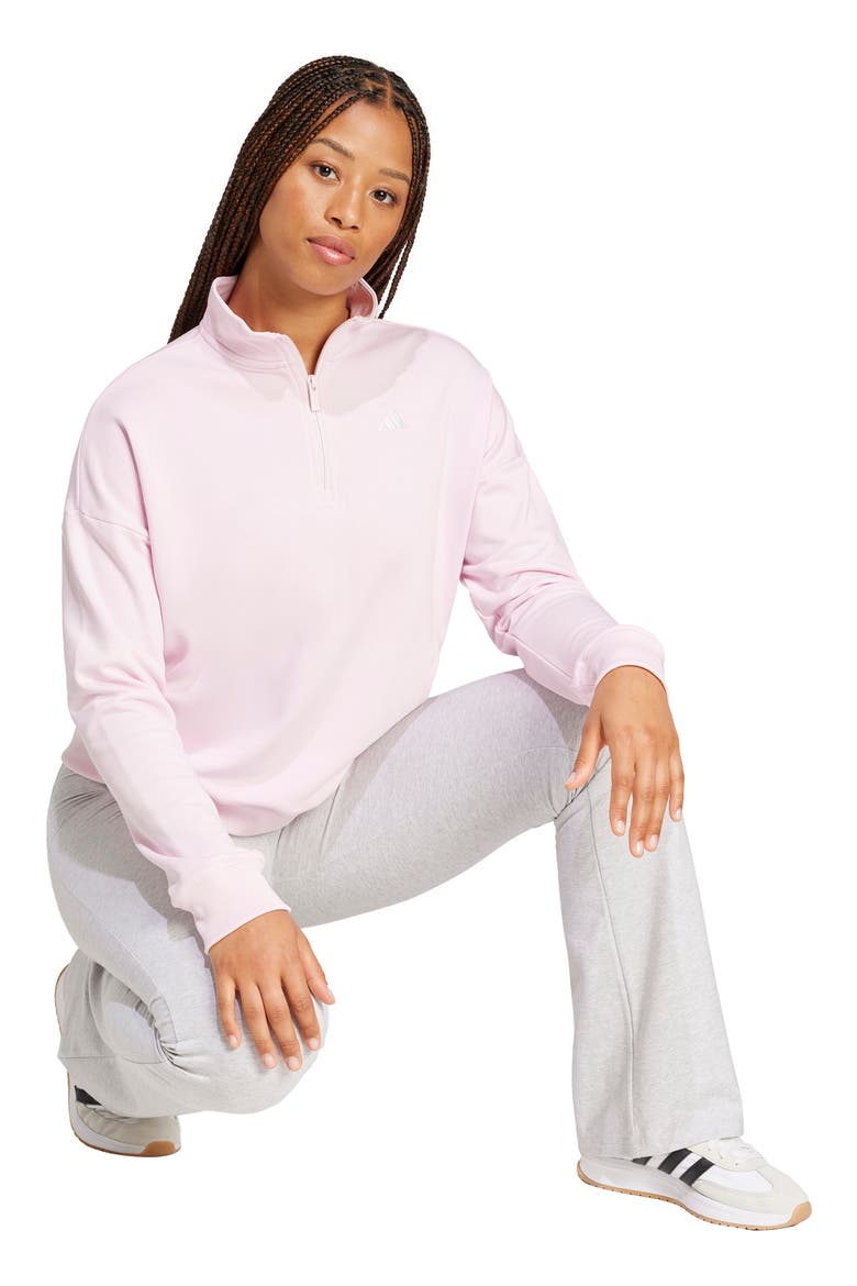 French Terry Quarter Zip Pullover, Alternate, color, CLEAR PINK/ WHITE