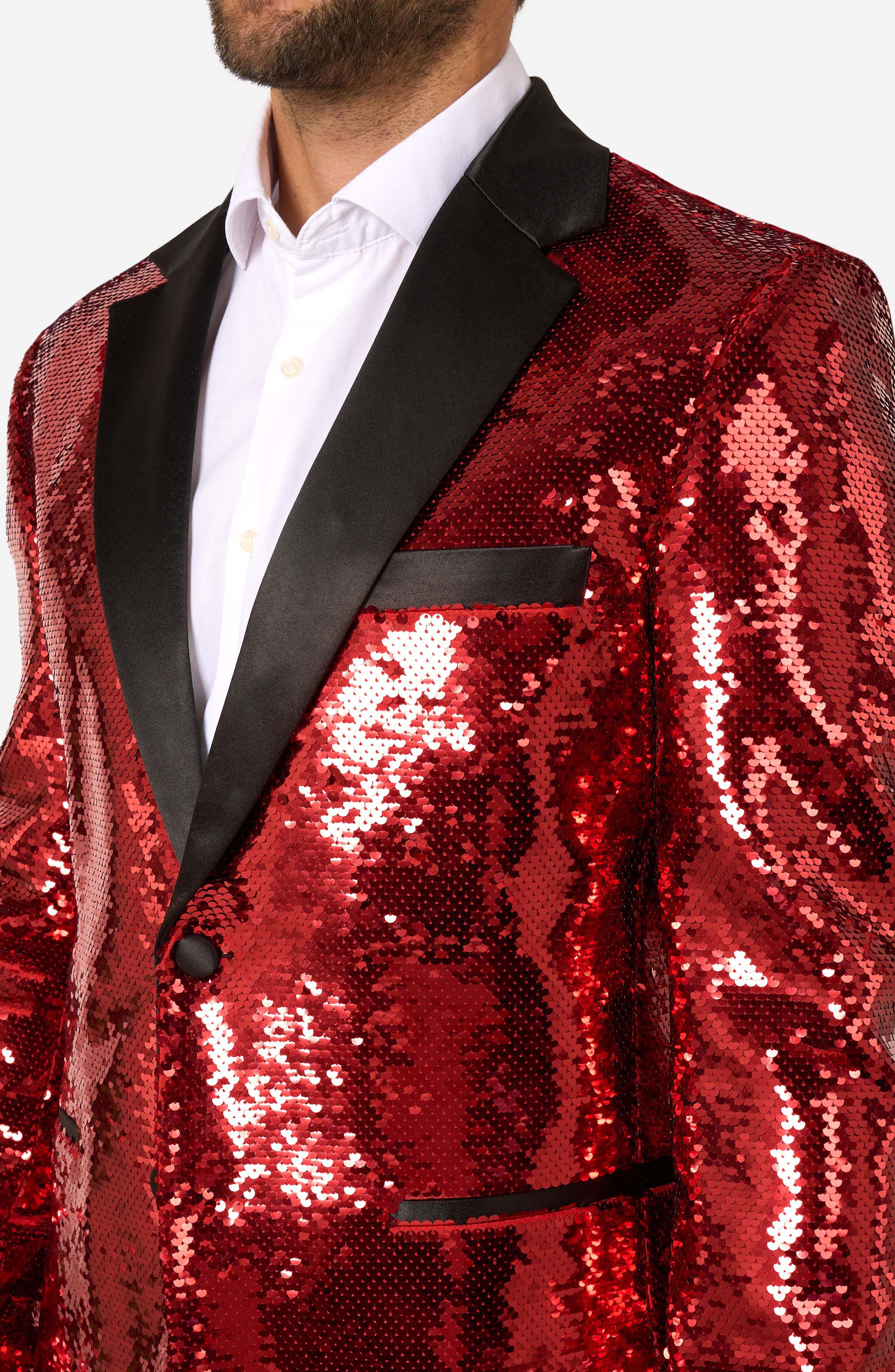 Radiant Red Sequin Embellished Dinner Jacket - image 2