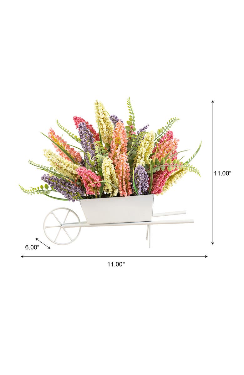 Glitzhome Spring Colors Mixed Heather Floral Cart Centerpiece, Alternate, color, Purple