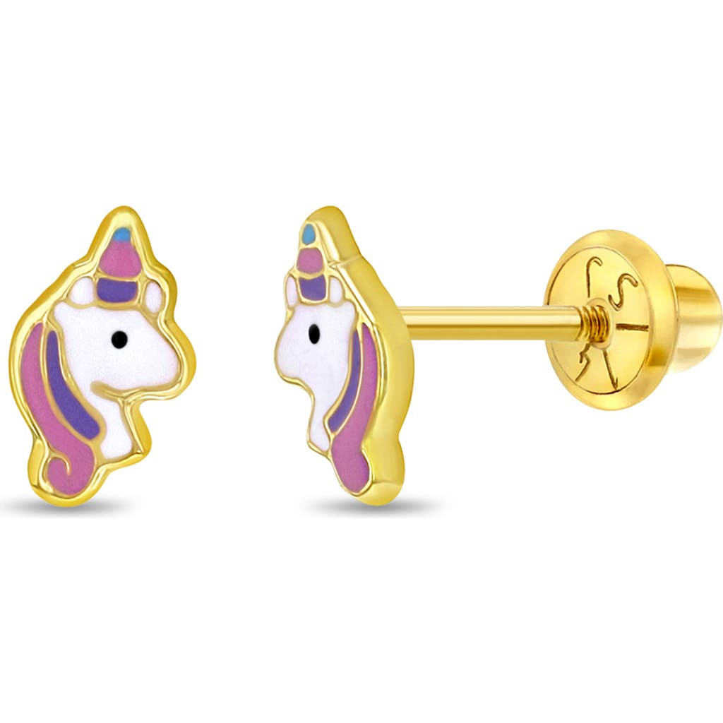 Shop In Season Jewelry 14k Pastel Unicorn Earrings In Pink
