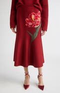 Carolina Herrera Floral Jacquard Flared Skirt