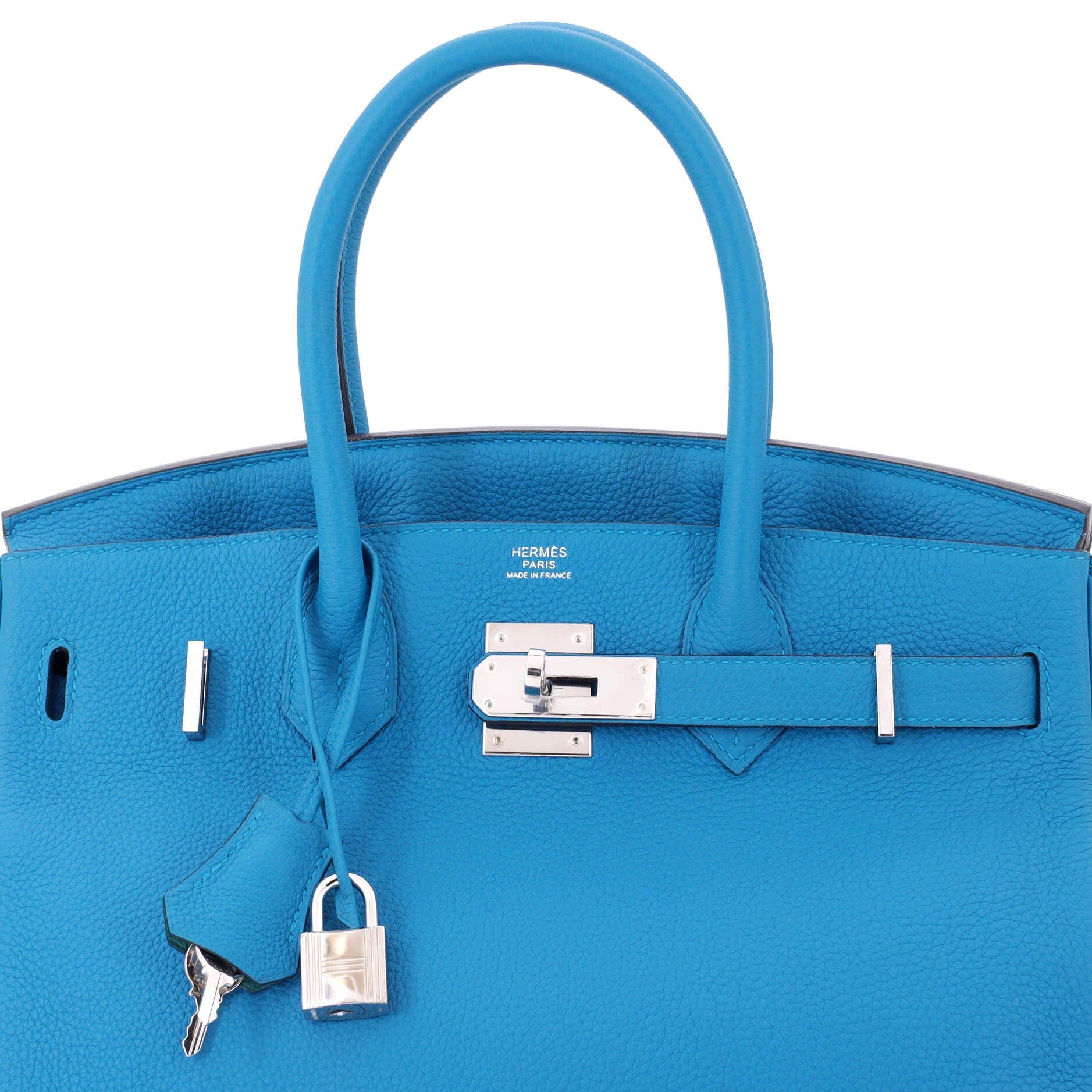 Pre-Owned Hermes Birkin Handbag Verso Togo with Palladium Hardware 30, Alternate, color, Bleu Zanzibar/Malachite