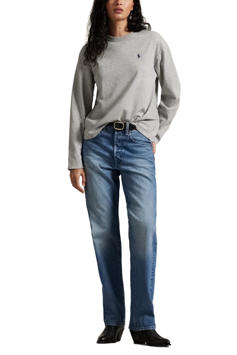 Long Sleeve Cotton Jersey T-Shirt, Alternate, color, COBBLESTONE HEATHER