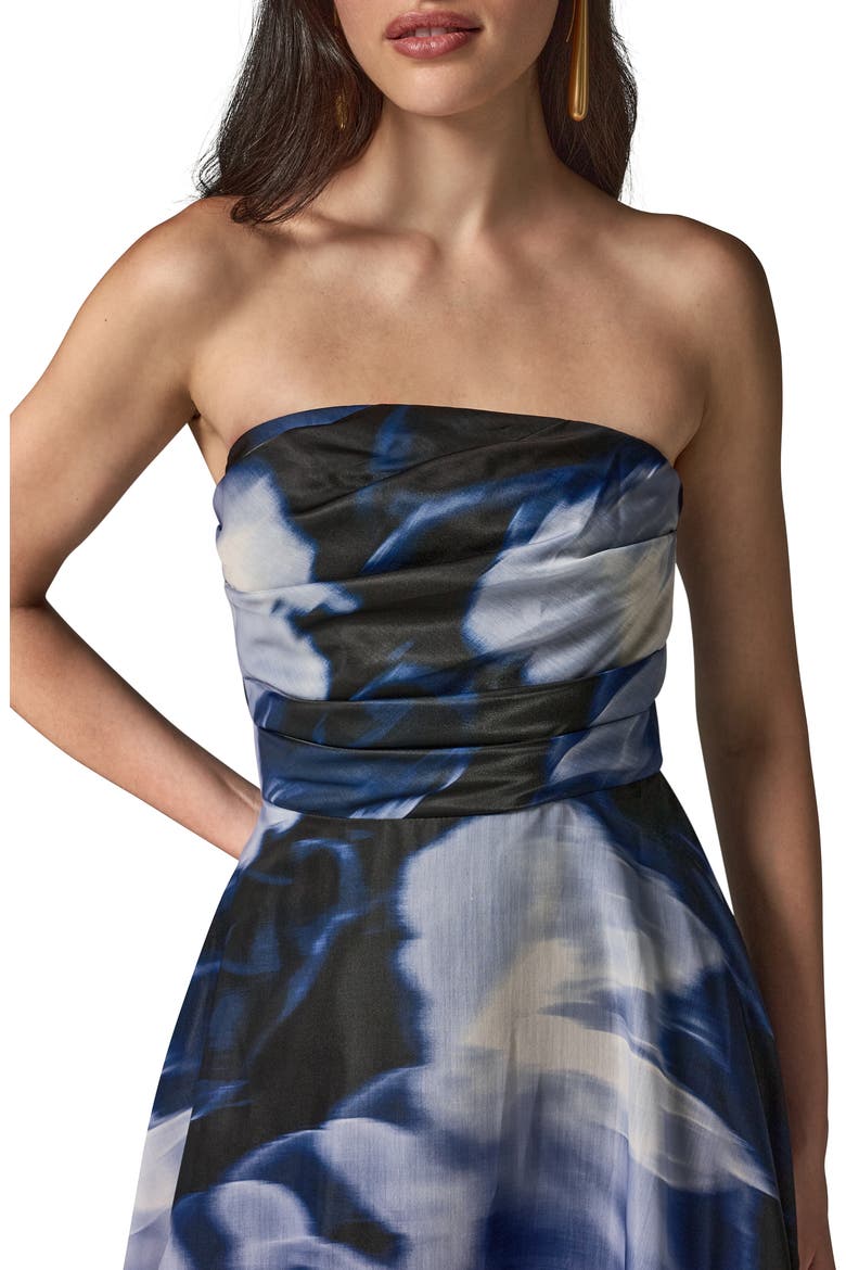 Floral Organza Strapless Gown, Alternate, color, NIGHT SKY