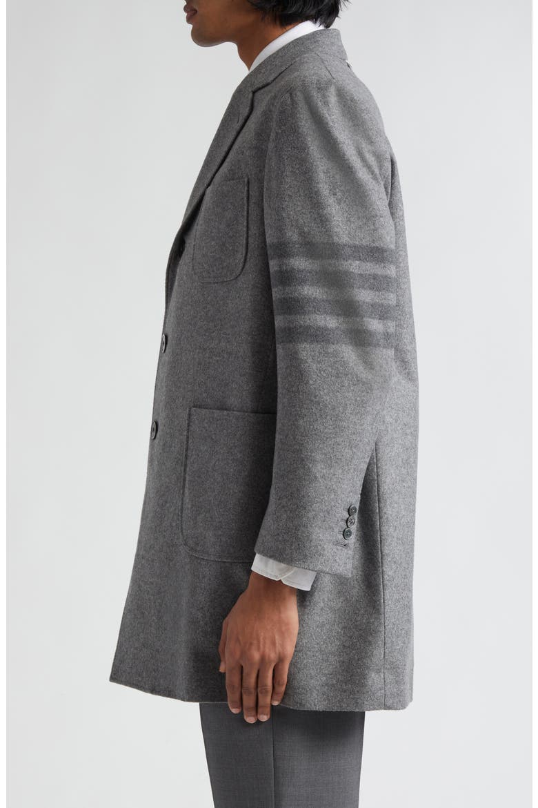 4-Bar Patch Pocket Cashmere Felt Topcoat, Alternate, color, MEDIUM GREY