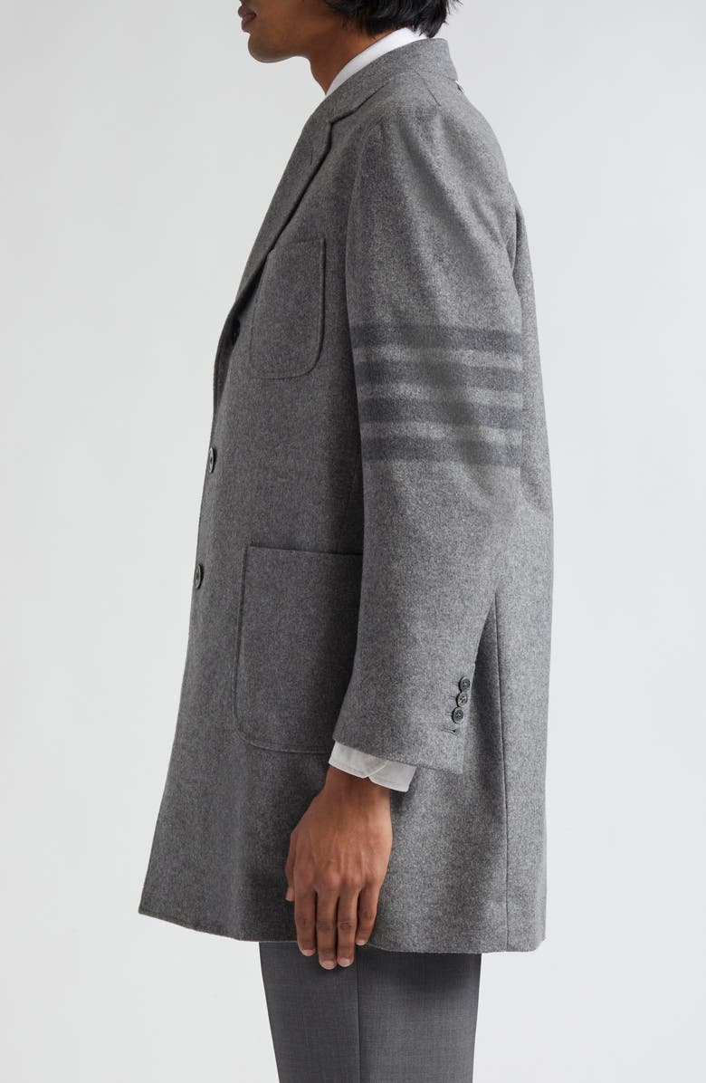 Thom Browne 4-Bar Patch Pocket Cashmere Felt Topcoat, Alternate, color,