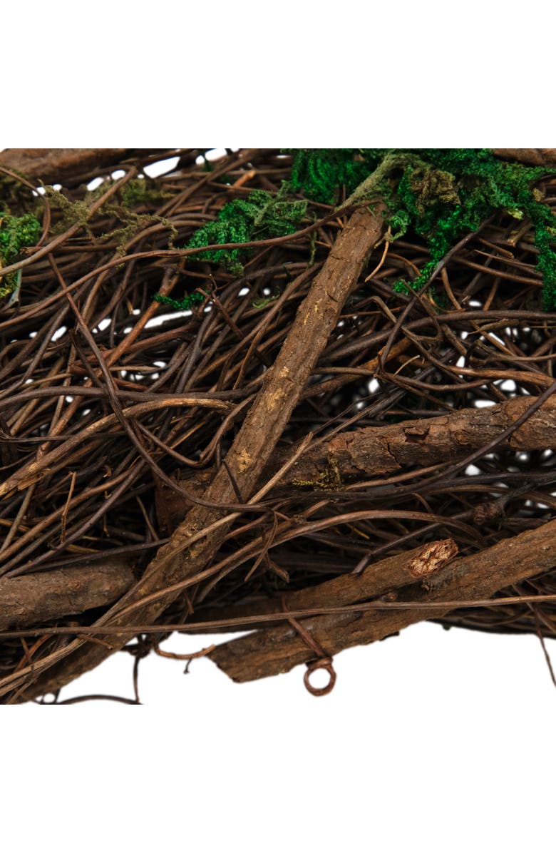 Northlight Moss and Twig Artificial Spring Wreath - 13" - Green and Brown, Alternate, color, Green