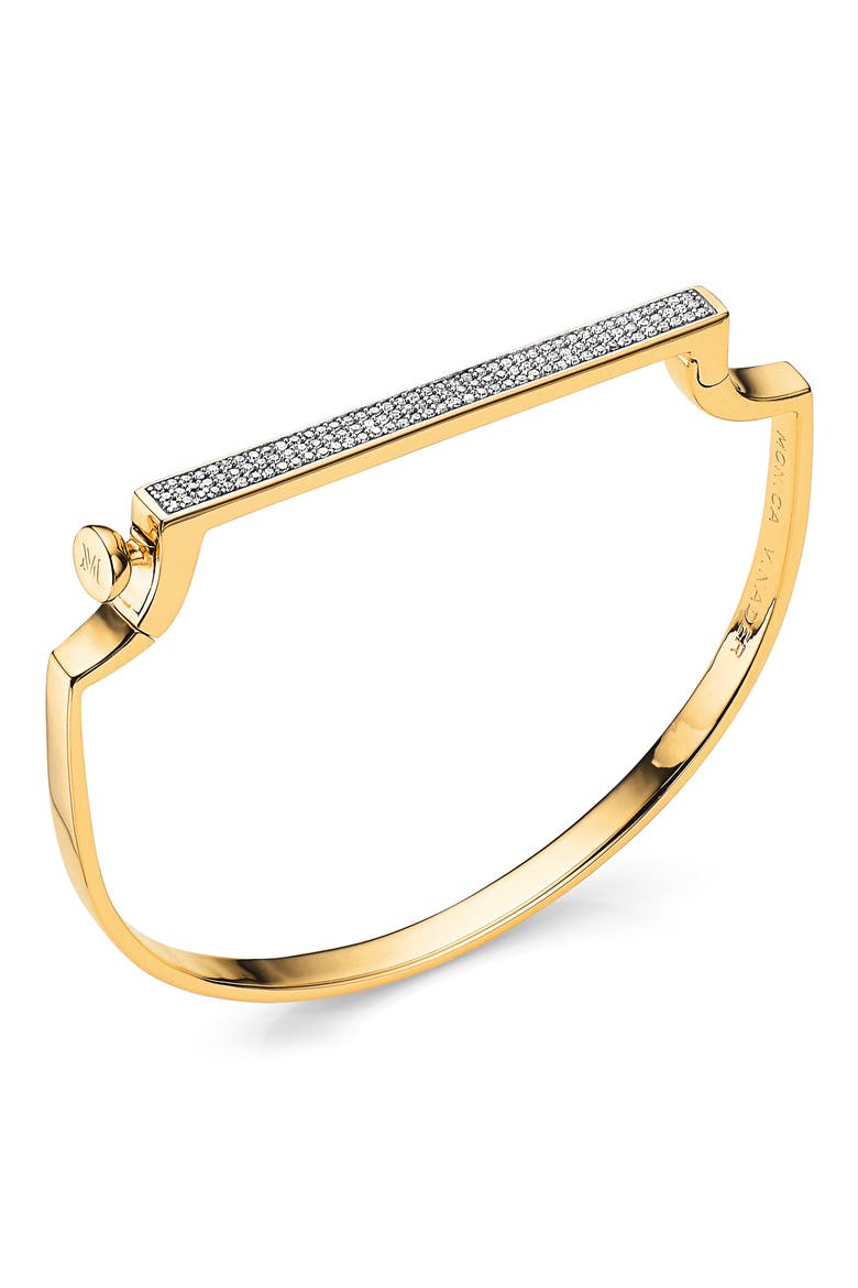 Singature Pavé Diamond Bangle, Main, color, GOLD