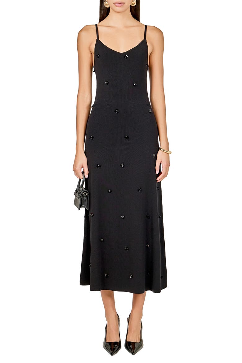 Embellished Knit Dress, Main, color, BLACK