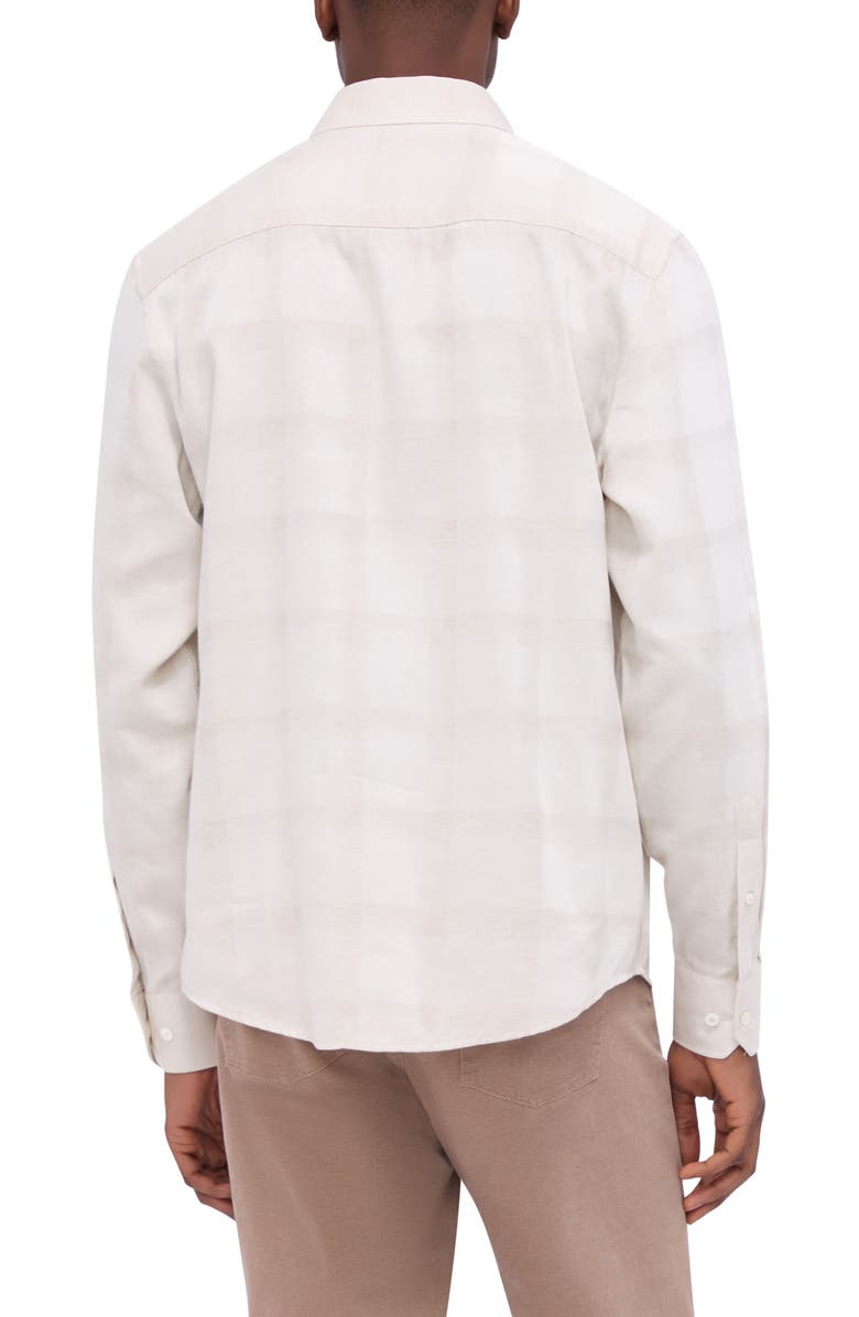 Bugatchi Julian Shaped Fit Plaid Button-Up Shirt, Alternate, color, Desert