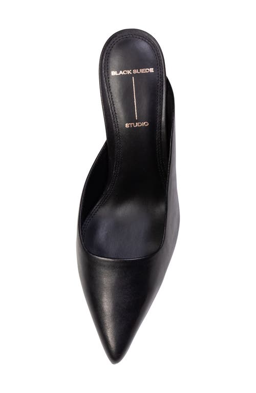 Black Suede Studio Asymmetrical Leather Stiletto Mule Pumps In Black Leather