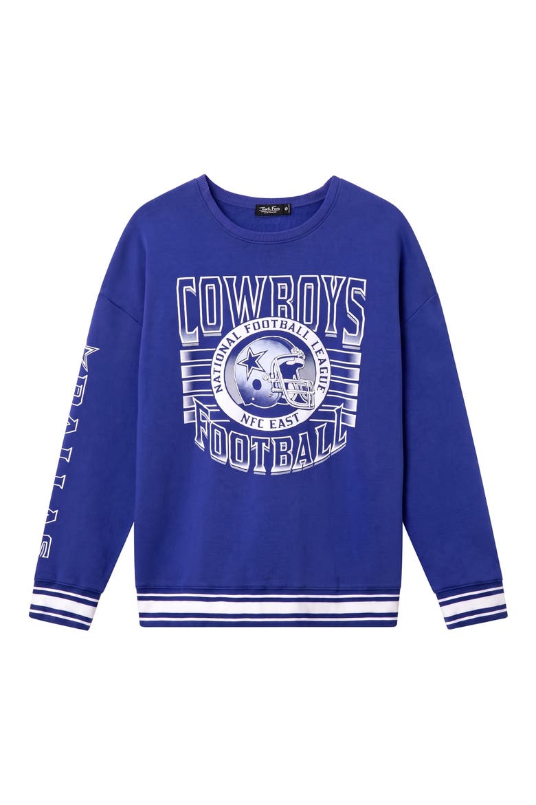 Dallas Cowboys Oversize Striped Rib Fleece Crewneck Sweatshirt, Main, color, LIBERTY