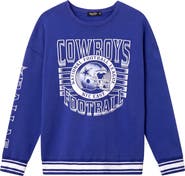 Junk Food Dallas Cowboys Oversize Striped Rib Fleece Crewneck Sweatshirt