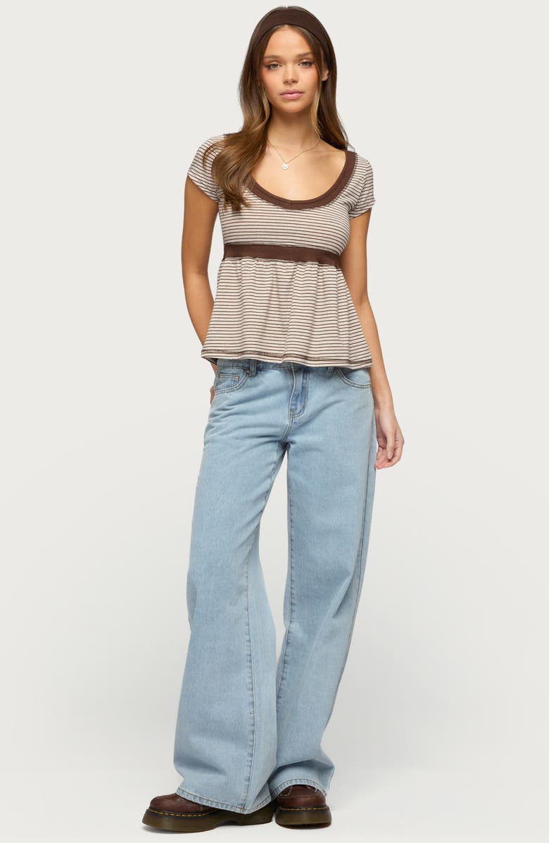 EDIKTED Sady Contrast Stripe Babydoll Top, Alternate, color,
