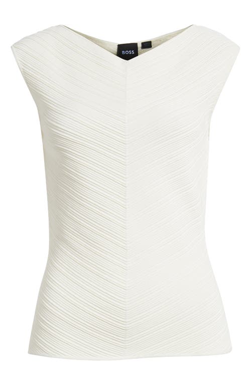Hugo Boss Boss Faitini Rib Sleeveless Top In Soft Cream