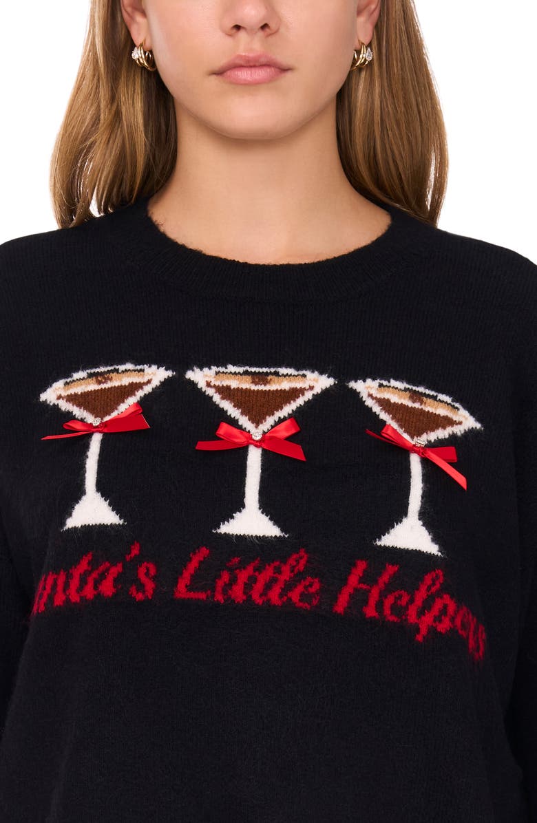 CeCe Holiday Graphic Sweater, Alternate, color, Rich Black