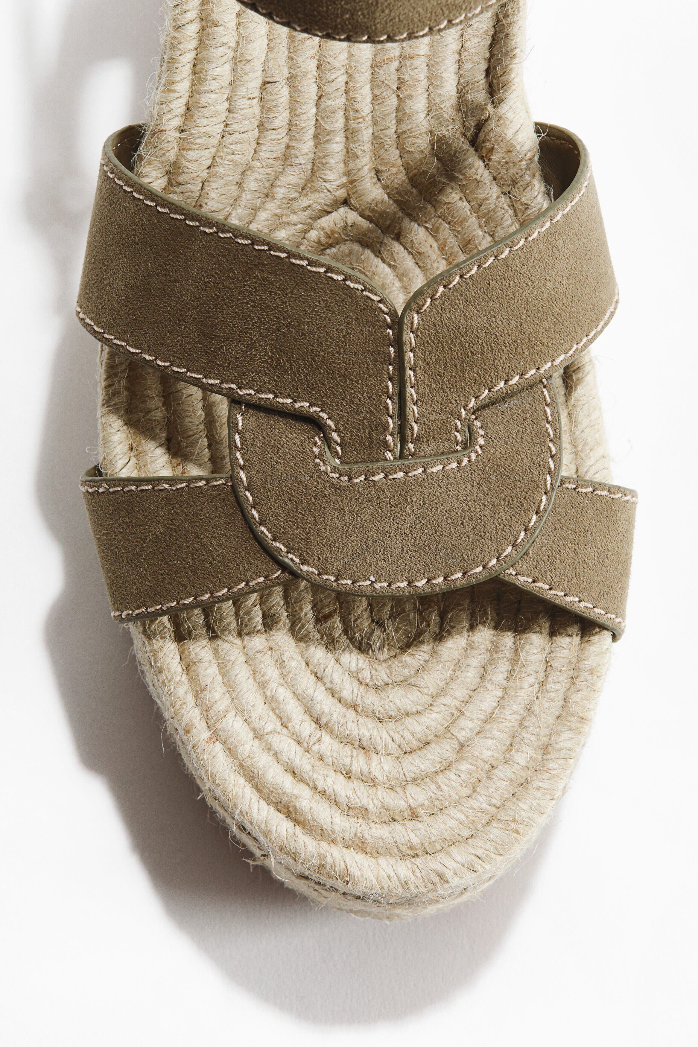 H&M Wedge-heeled Espadrilles, Alternate, color, Khaki Green