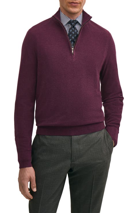 Supima Cotton Pique Quarter Zip Sweater