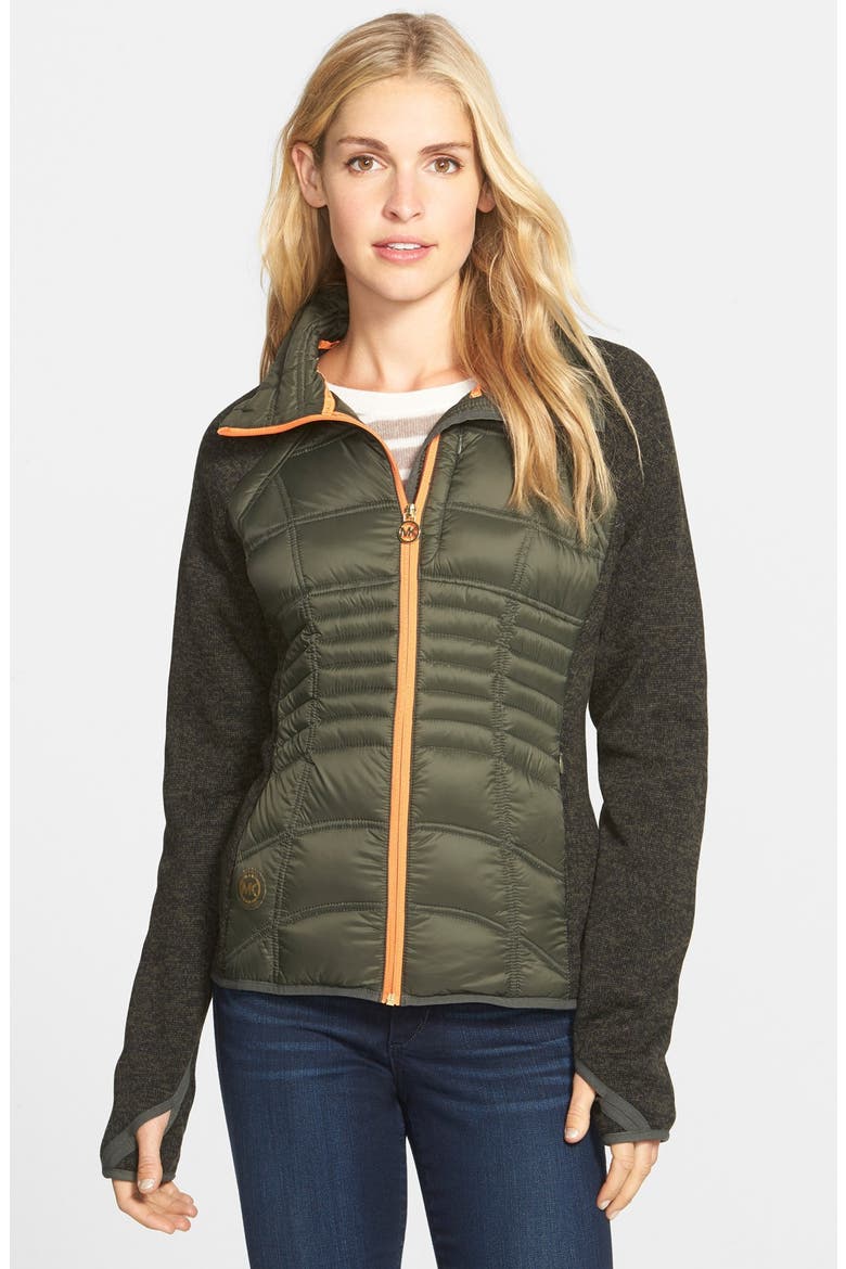 Down & Knit Jacket, Main, color, OLIVE