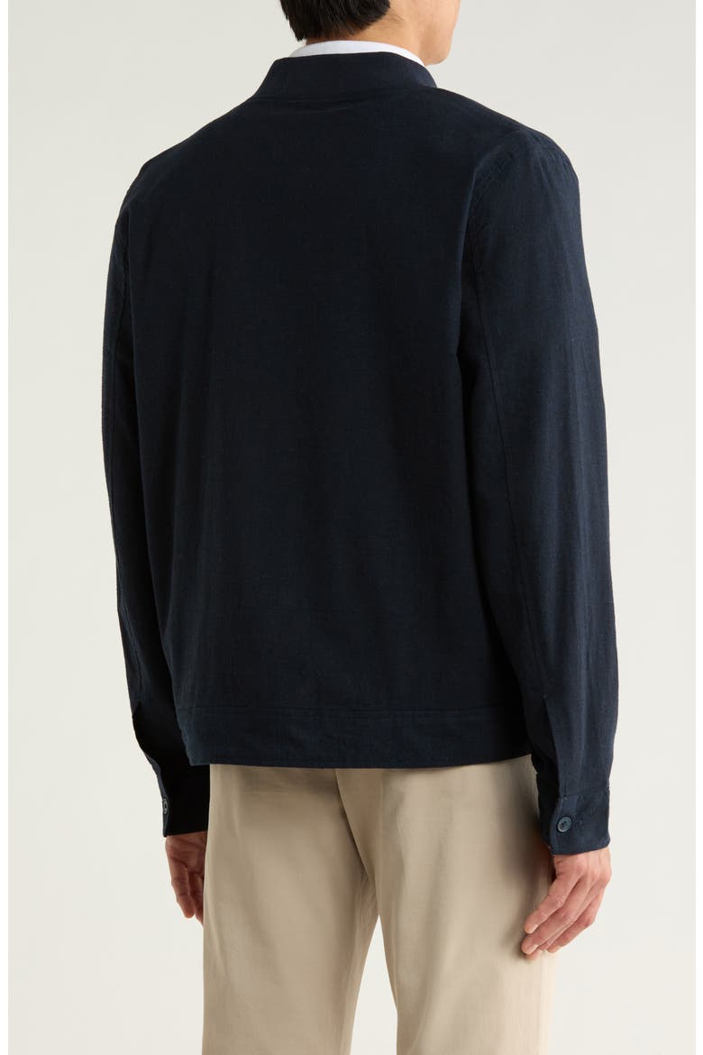Linen Blend Bomber, Alternate, color, NAVY SAPPHIRE - BLACK EOE
