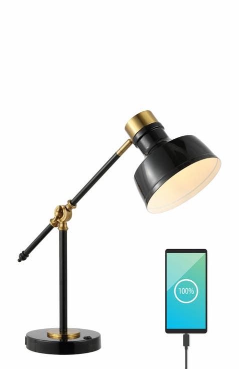 Allegra Classic Farmhouse Adjustable Cantilever LED Task Lamp with USB Charging Port