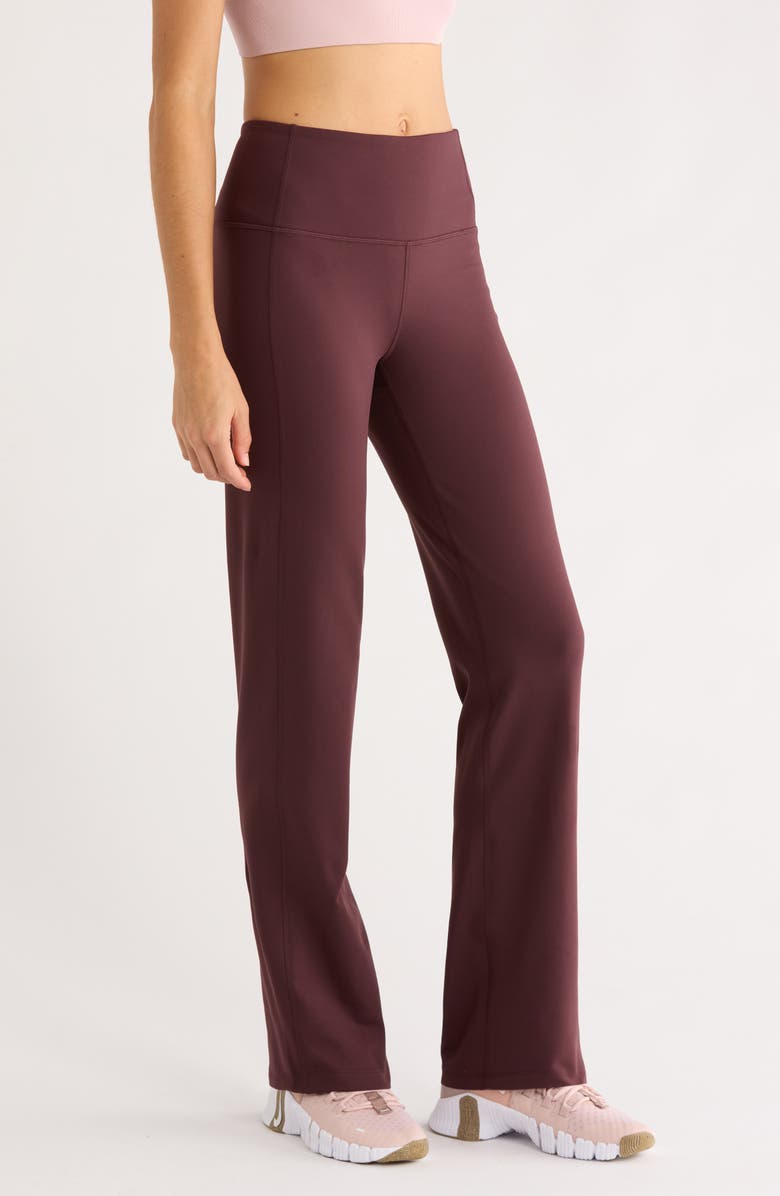 Zella Cozy Tech High Waist Straight Leg Pants, Alternate, color, Burgundy Fudge