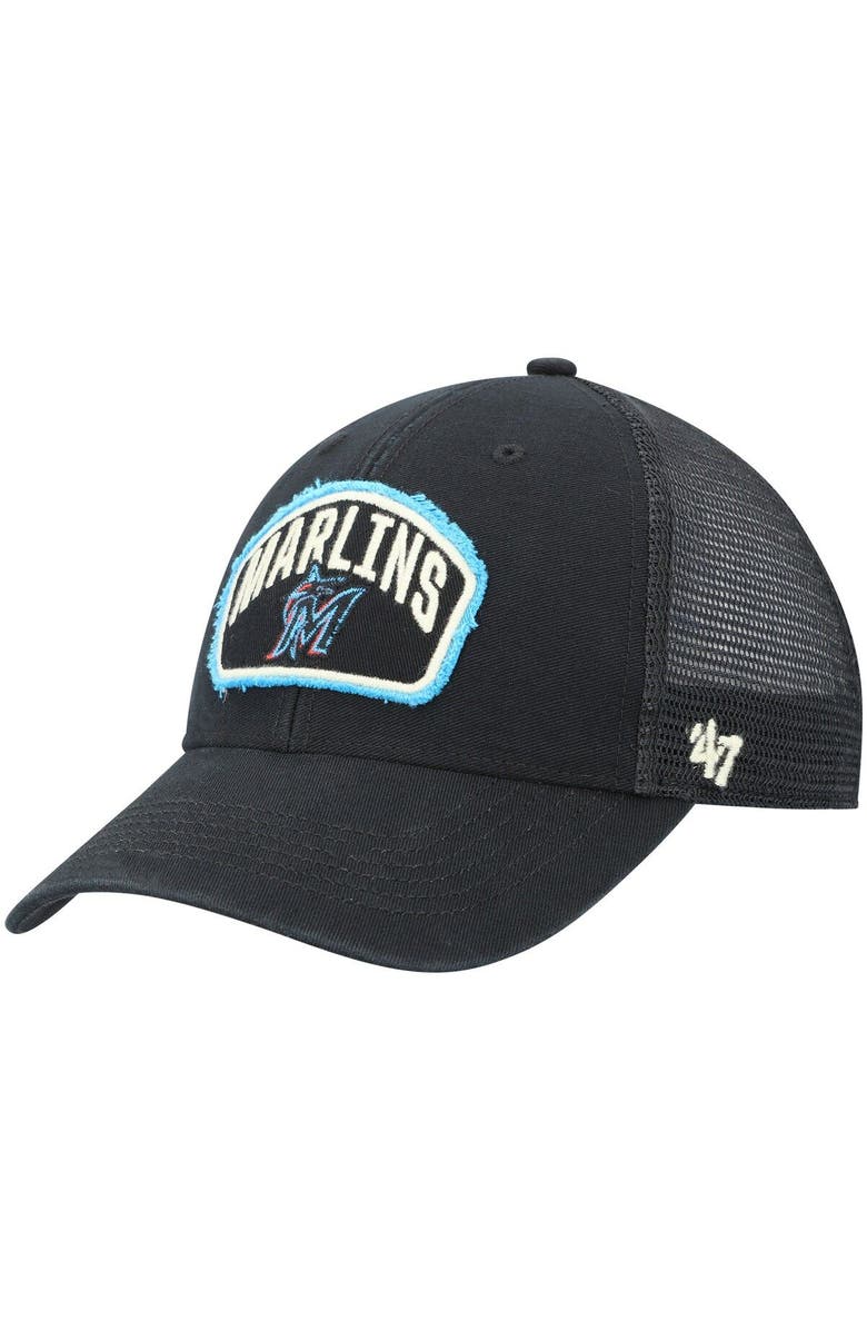 '47 Men's '47 Black Miami Marlins Cledus MVP Trucker Snapback Hat, Main, color,