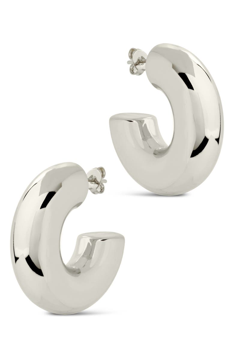 Sterling Forever Wynonna Tube Hoop Earrings, Alternate, color, Silver